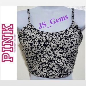 Pink Sports Bra Medium Black & White Floral